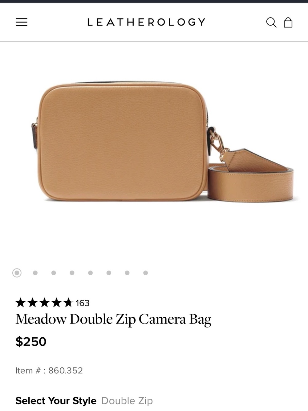 Meadow Double Zip Camera Bag with extra straps- Tan NWT